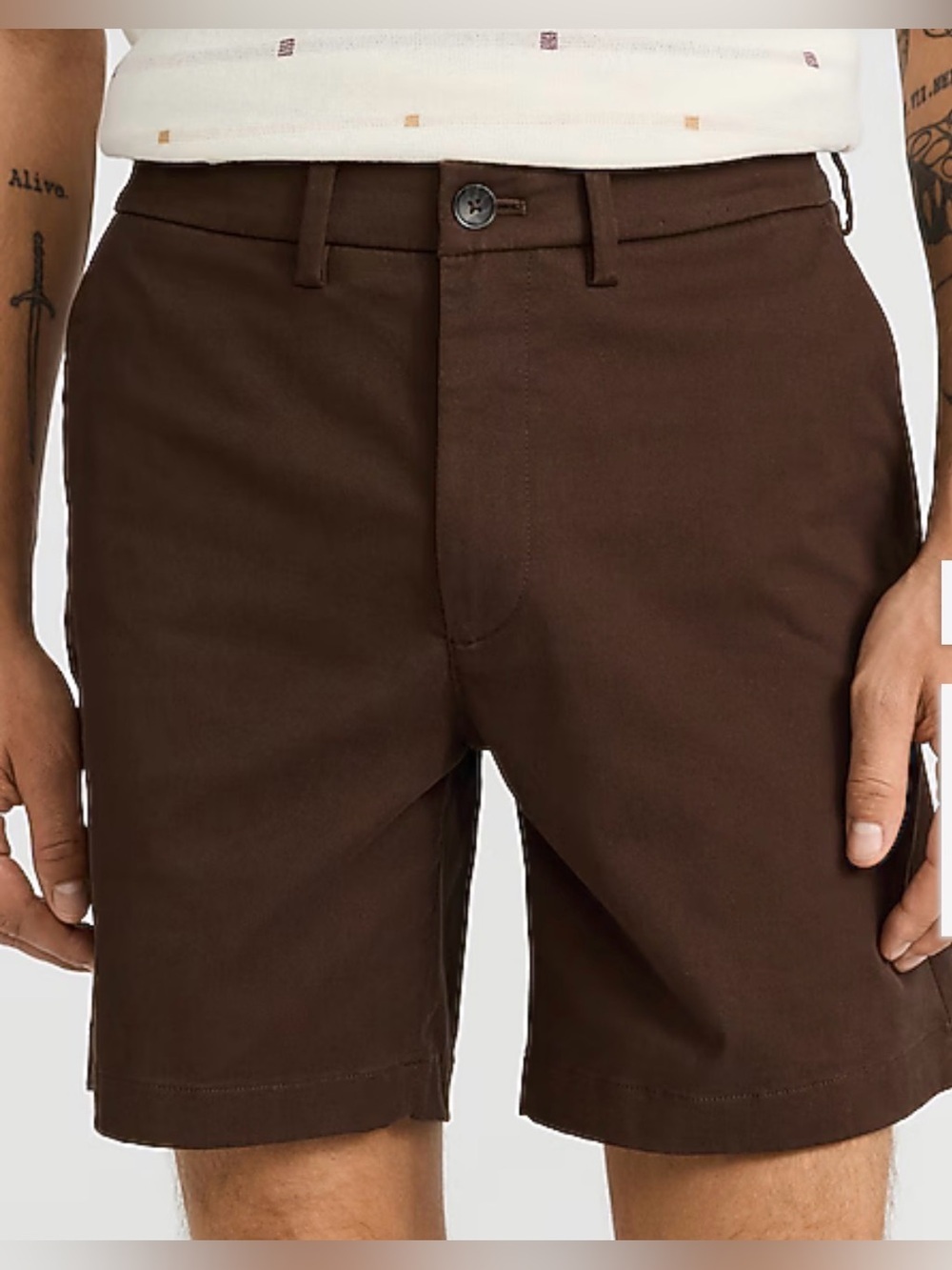 Express Men's Dark Brown Flat Front Chino Shorts 31